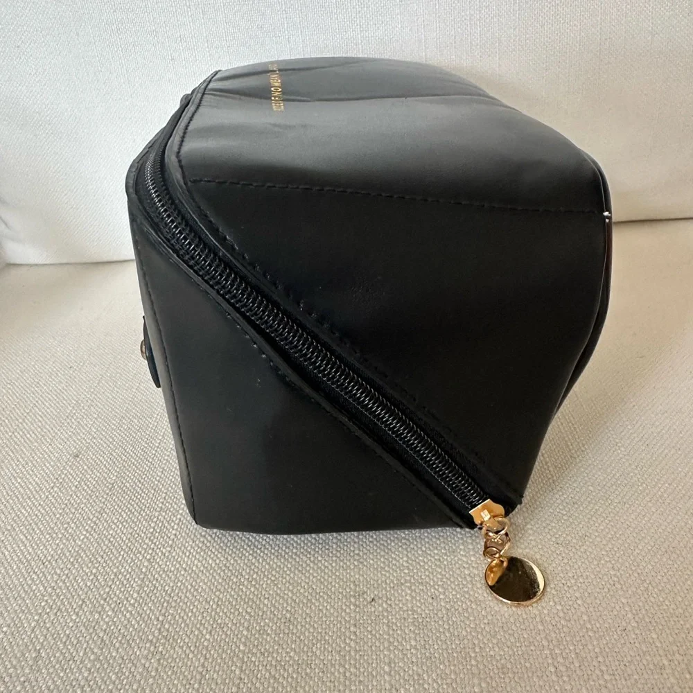 Black Cosmetic Bag with Structured Design